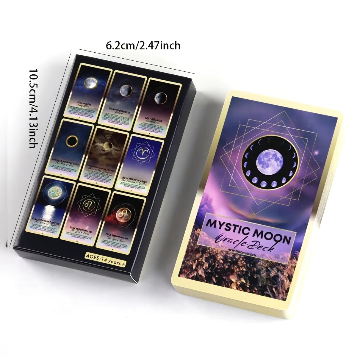 Mysterious Moon Tarot – 78 Cards Featuring Moon & Mountain with Guidebook, Moon Phase & Zodiac Interpretations
