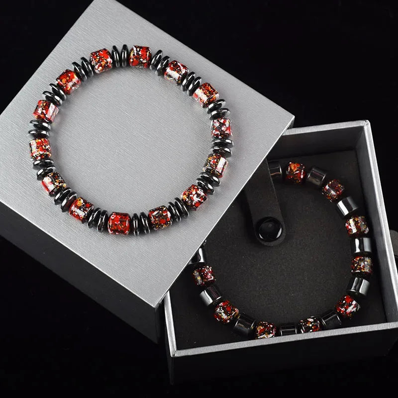 ✨ Bohemian Therapeutic Magnetic Hematite Bracelet – Homme Body Slimming & Weight Loss Health Care Jewelry – Couple Bangle Gift for Women