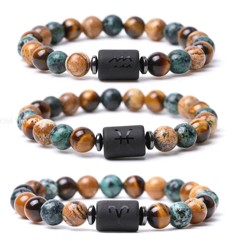 🐅 The "Cosmic Warrior" Zodiac Bracelet: Golden Tiger Eye Constellation Talisman (Men & Women)