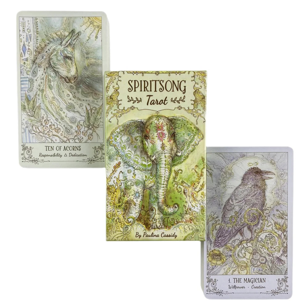 Spiritsong Tarot – 78-Card Animal Spirit Tarot Deck with 108-Page Guidebook, English Edition