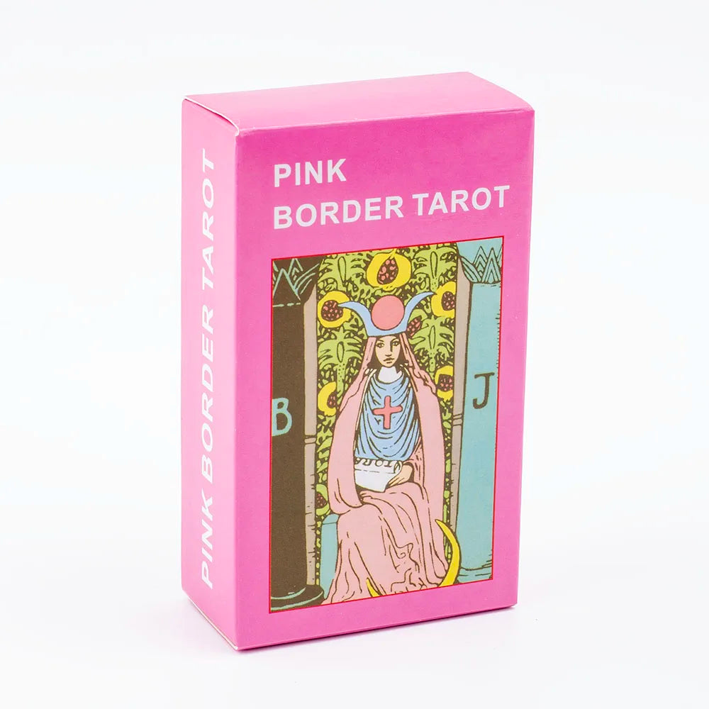 🃏 Pink Border Tarot Card Deck with Guidebook – 78 Cards for Parties, Precognition & Divination, 10.3 × 6 cm