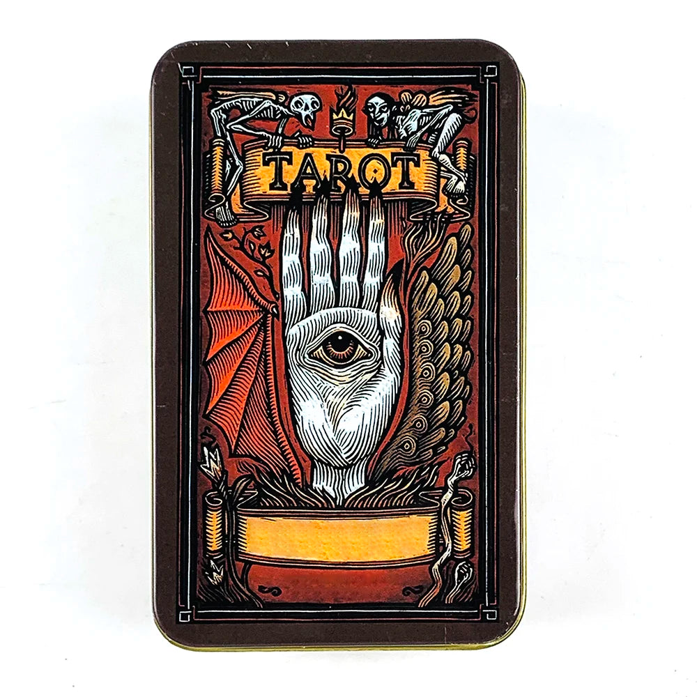 💗 High-Quality Tin Metal Box Tarot Deck – 78 Cards with Gilded Edges & Guidebook