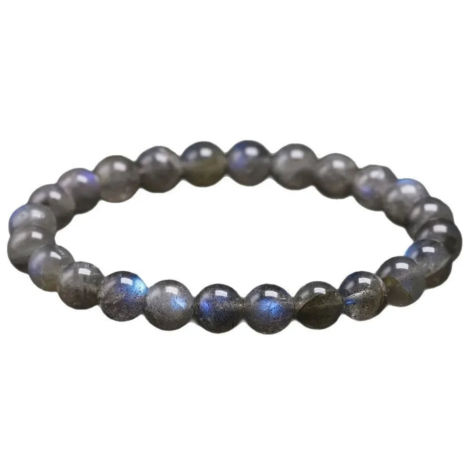🌑 Mystic Gray Moonstone Bracelet: "Rainbow Light" Edition for Wisdom & Power (Natural Stone)