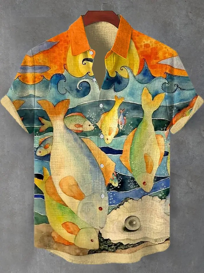 ✨ Coastal Life 3D Panoramic Graphic Shirt: Men’s Ultra-Relaxed Loose Fit Hawaiian Top with High-Definition Seaside Print & Breathable Vacation Fabric (2026 Edition) CSZHB20252816S