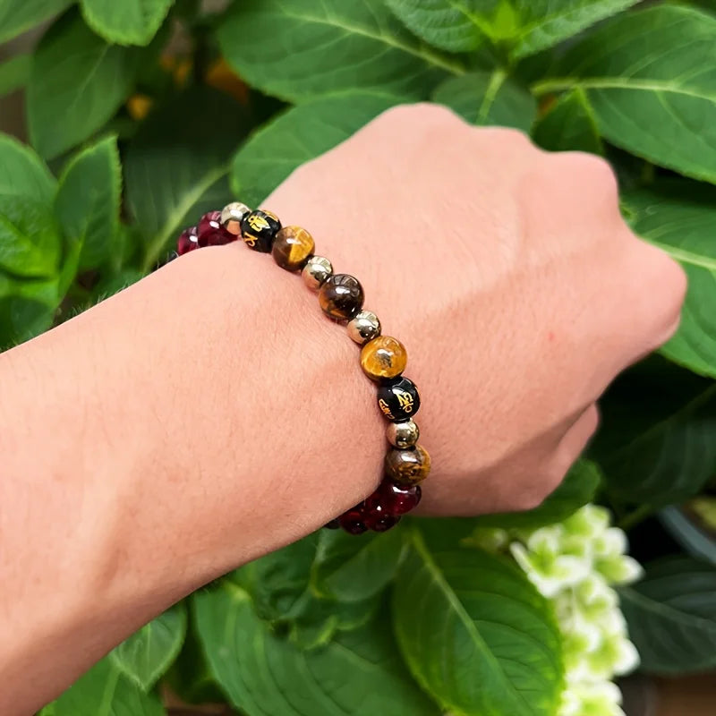 ✨ Retro Style Wealth Bracelet – 8mm Natural Stone Tiger Eye Beads – Perfect for Festival Parties and Daily Empowerment