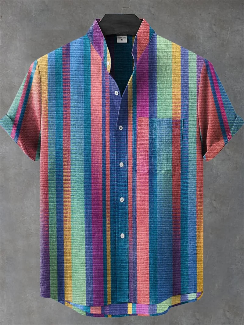 🌿 The Absolute Pure Linen 100%: Men’s Premium Hawaiian Shirt – Short-Sleeve Casual Fashion Print, 100% Organic Flax Linen, Ultra-Breathable Designer Summer Top RF5816