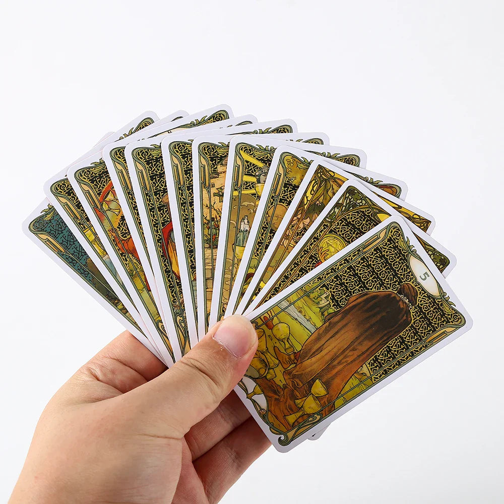 New Hot Tarot Cards – 78-Card Vintage Deck with Green-Plated Edges in Metal Tin Box (10×6 cm) & Paper Manual for Divination Board Games