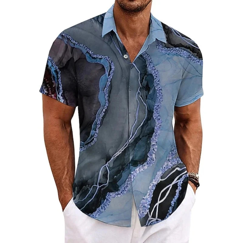 ✨ The Vintage Essence 3D Masterpiece: Premium Men's Soft-Touch Short-Sleeve Button-Up – High-Definition Retro Graphic Print, Breathable Summer Comfort Fabric, and Sophisticated Tailored Silhouette BSLTH246813053
