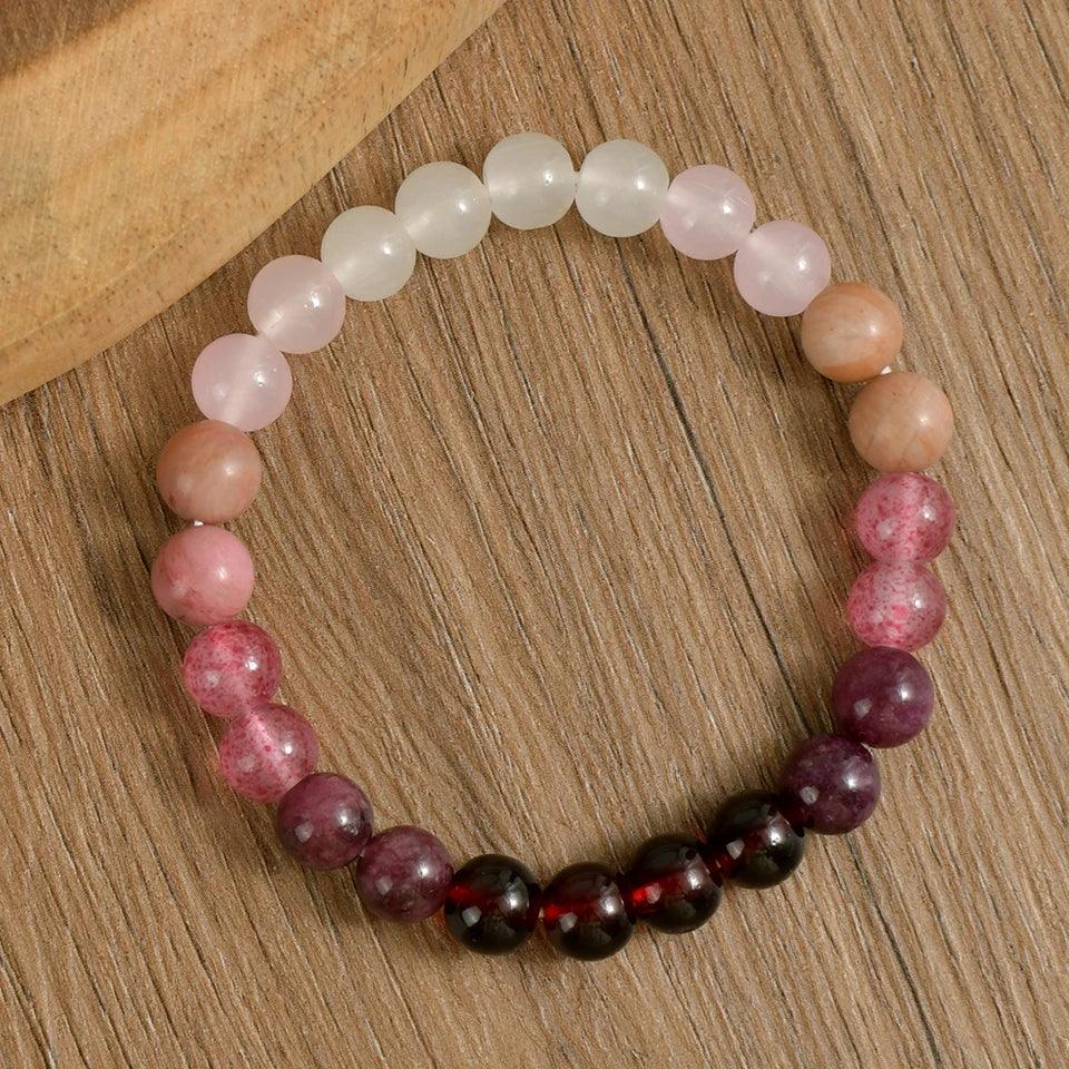 ✨ Pink Amethyst Cubic Self-Love Bracelet – Beautiful Handmade Natural Stone Beaded Bangles – Perfect Couple Love Gifts