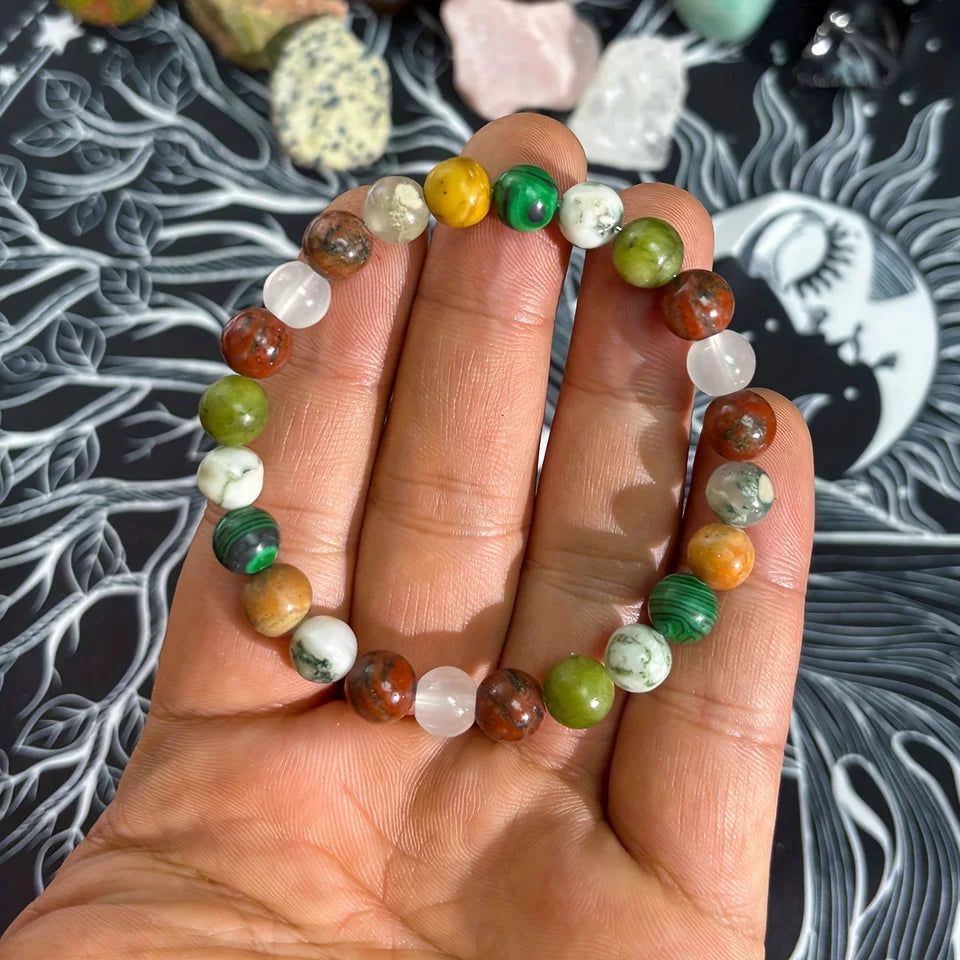 ✨ Peace of Mind Bracelet – 8mm Natural Stone Beads of Malachite, African Turquoise & Green Aventurine