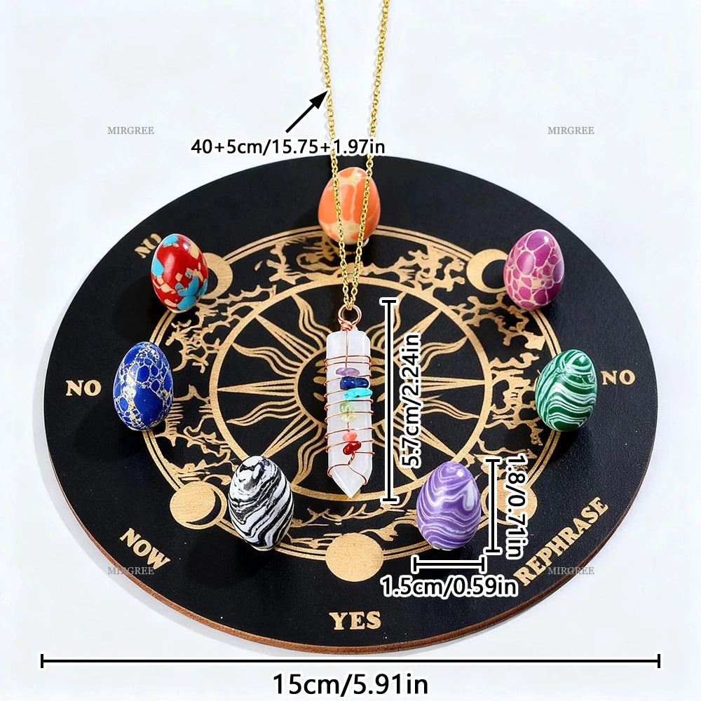 🔮 9pcs Crystal Pendulum Divination Set – Includes Decision Board & Gemstone Egg | Guidance Tool & Witchcraft Supplies | Free Shipping style f