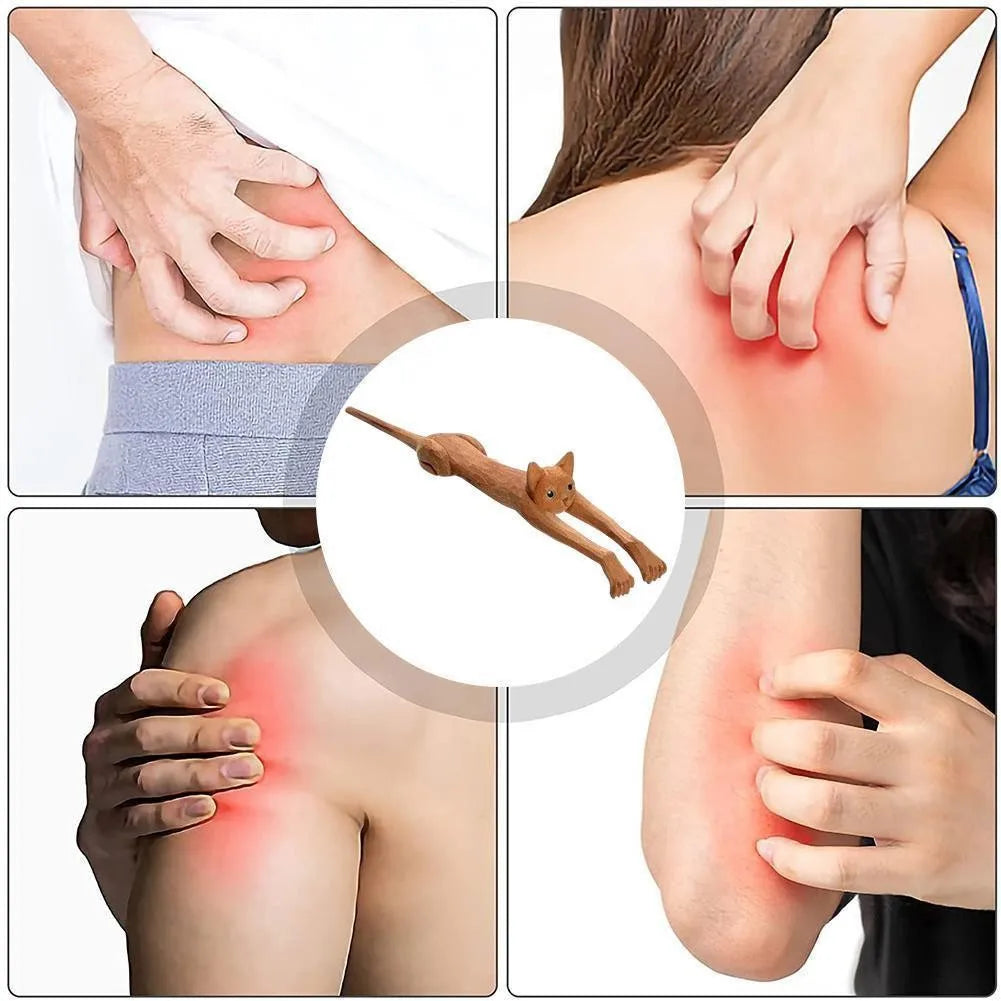 Cute Cat Shape Wooden Back Scratcher – Relaxing Claw Massage Tool for Itch Relief & Skin Protection﻿