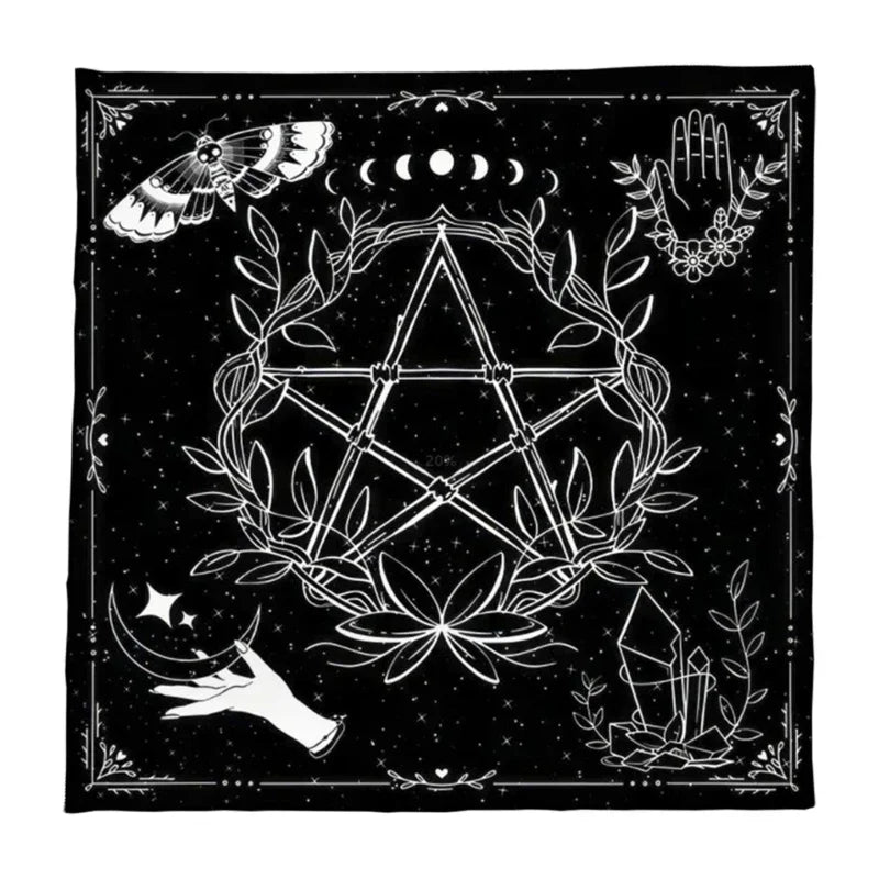 🎲 Square Shape Pendulum Divination Altar Tablecloth | Tarot Pad & Rune Table Cloth – Astrology Oracle Board Game Mat F