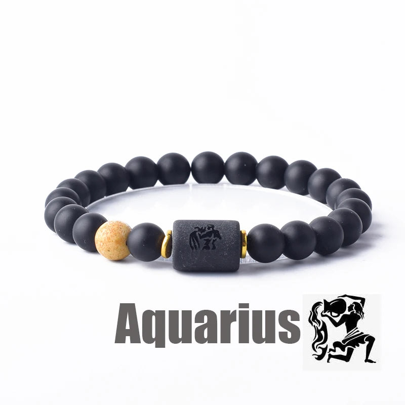 ✨ Zodiac Sign Bracelet Homme 12 Constellation Bangles – Adjustable Unisex Astrology Jewelry | Gemini, Virgo, Leo, Libra & More | Perfect Friendship Gift 26 8mm Beads