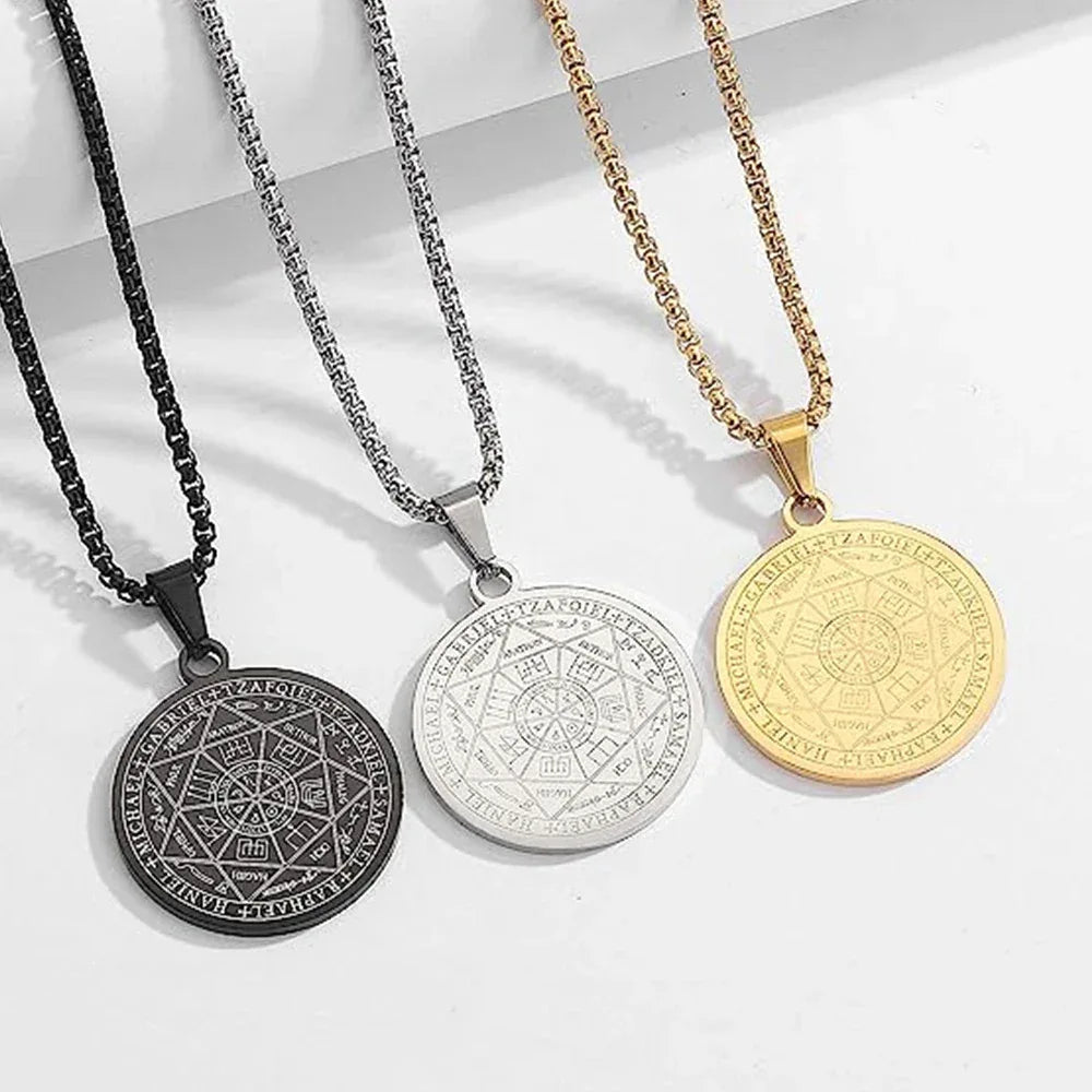 🛡️✨ Supreme 7 Archangels Protection Seal Pendant – Stainless Steel Necklace for Divine Shield & Spiritual Harmony