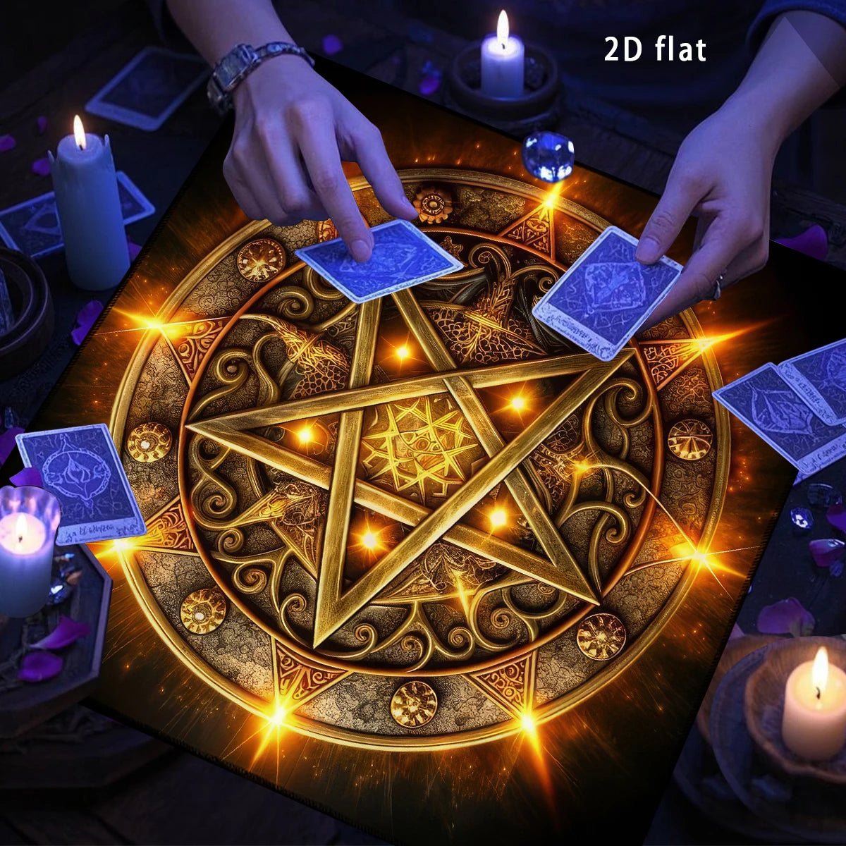 ✨ The Mystic Tides Altar Edition: Premium Gothic Pentagram Tarot Tablecloth – Professional Grade Divination Mat, Mystical Blue-Green Ombre Palette, and Reinforced Pagan Witchcraft Ritual Cloth