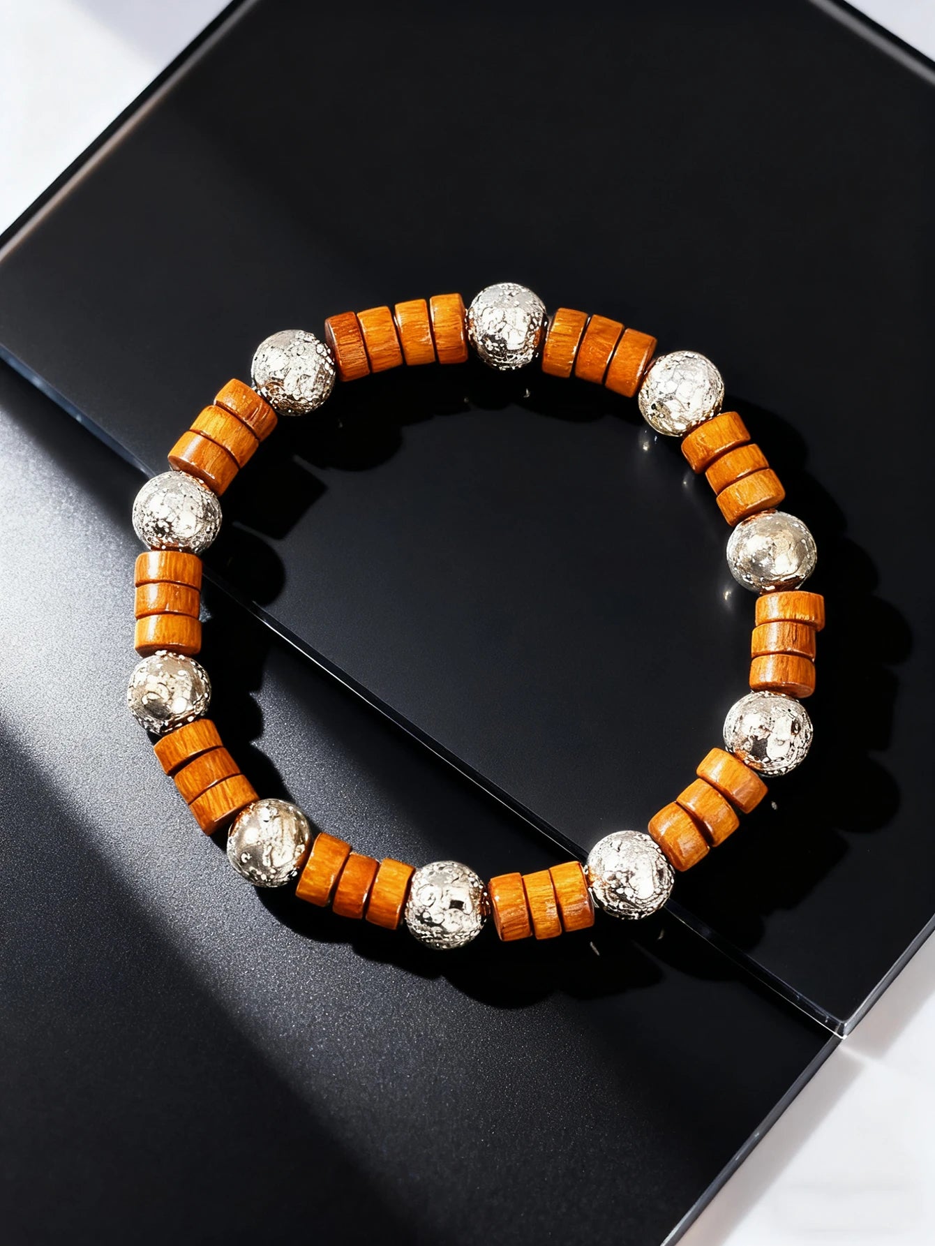 ✨ Natural Volcanic Stone Bracelet for Men – Light Blue Lava Beads & Handmade Retro Wood Beads – Vigour, Protection & Calmness Jewelry 16