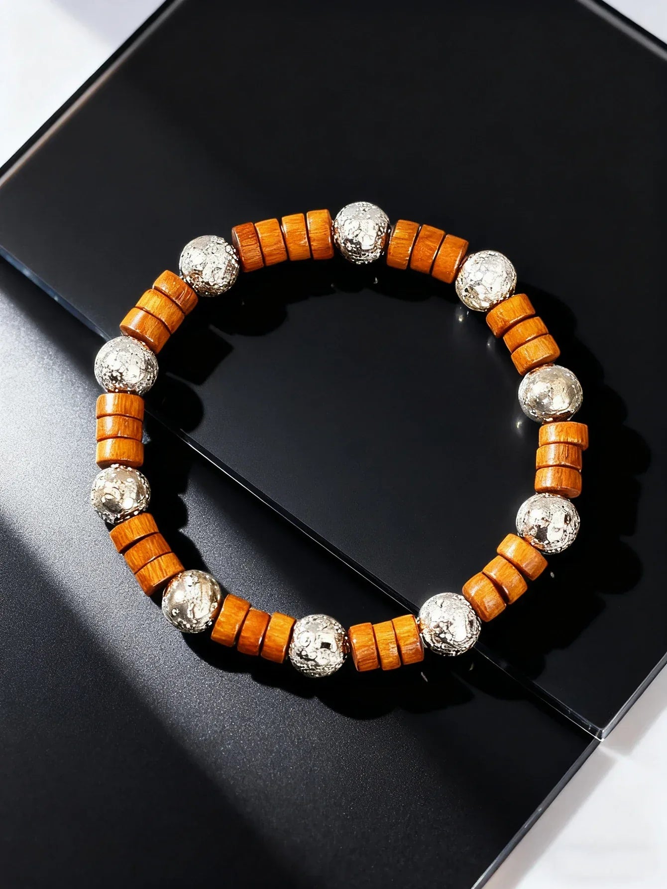 ✨ Natural Volcanic Stone Bracelet for Men – Light Blue Lava Beads & Handmade Retro Wood Beads – Vigour, Protection & Calmness Jewelry 16