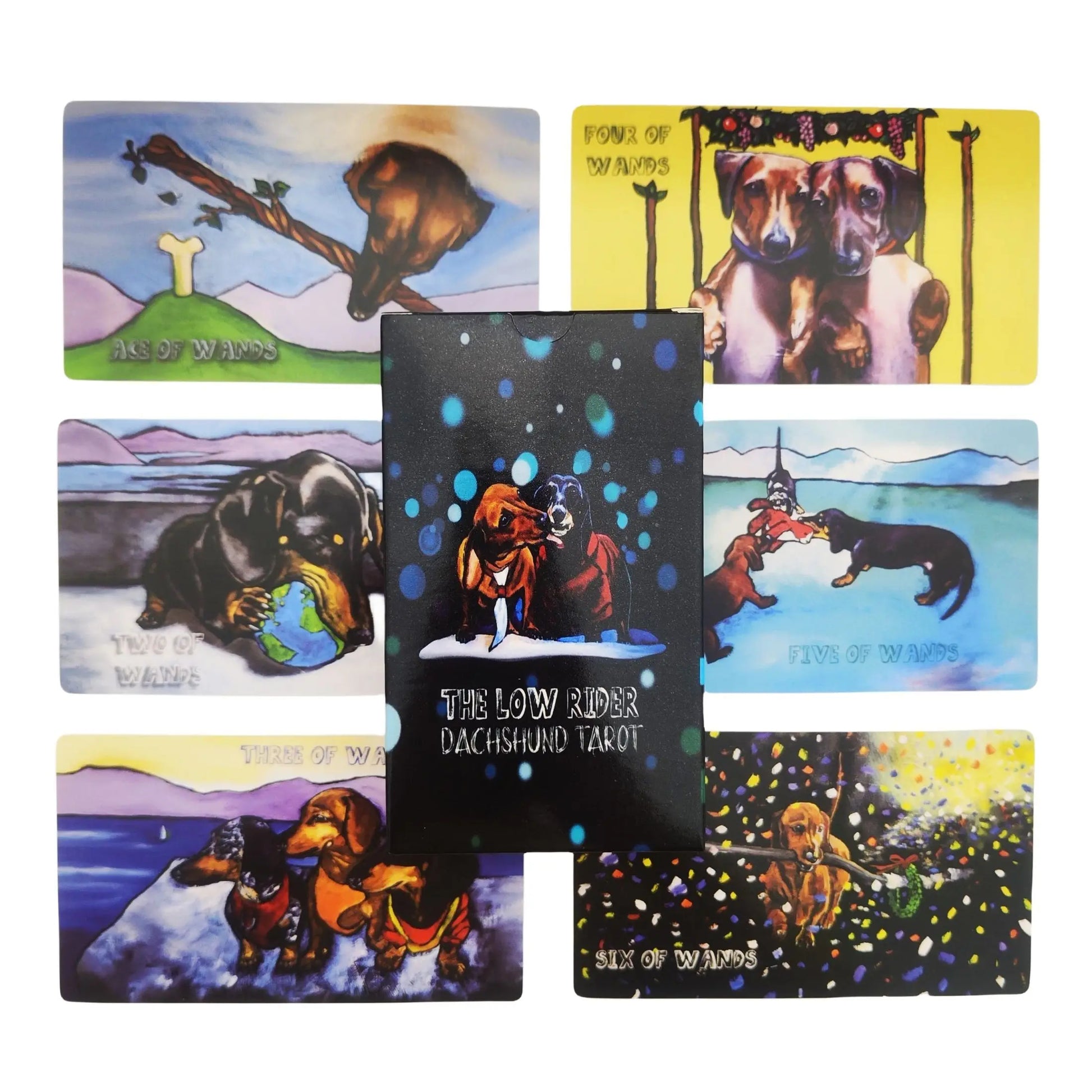 🐾 Low Rider Dachshund Tarot Deck | 78-Card Dachshund-Themed Beginner Tarot with Guidebook, 12x7cm