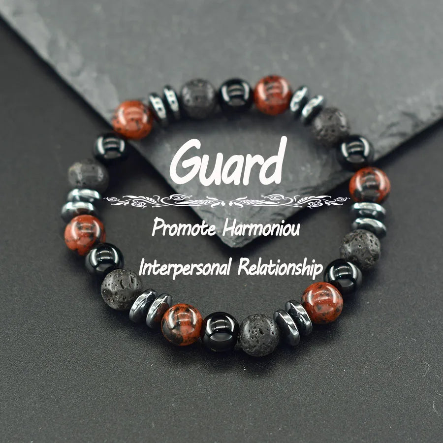 ✨ Natural Sparrow Stone and Black Volcanic Onyx Beads Bracelet – Classic Unisex Jewelry for Capillary Function and Immunity Enhancement 14 Golden Swan 8 mm Beads