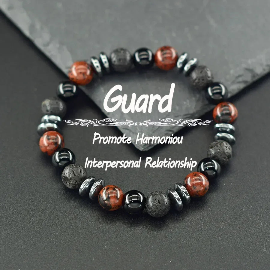 ✨ Natural Sparrow Stone and Black Volcanic Onyx Beads Bracelet – Classic Unisex Jewelry for Capillary Function and Immunity Enhancement 14 Golden Swan 8 mm Beads