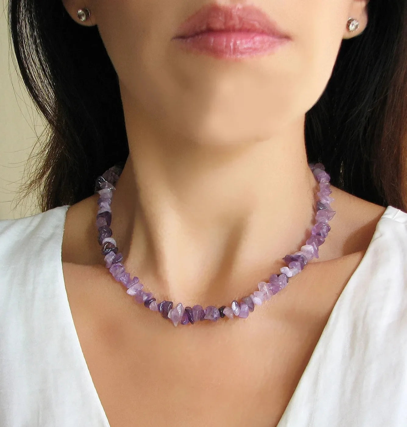 ✨ Turquoise Crystal Beaded Necklace – Perfect 11th Anniversary Gift for Wife – December Birthstone & Chakra Chip Choker A11