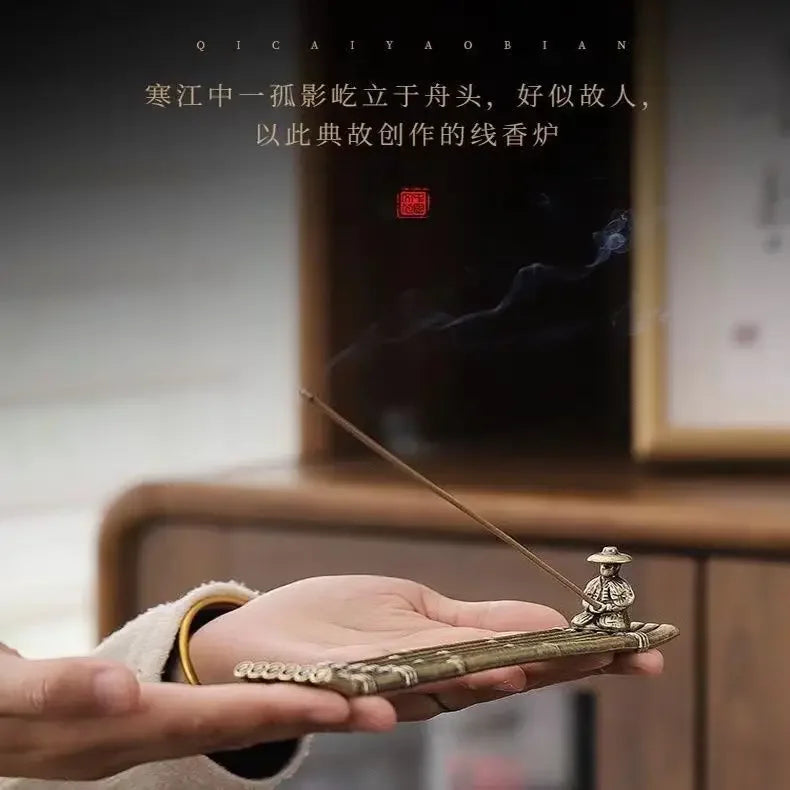 🚣‍♂️ Japanese Style Incense Holder – Old Men Fishing Boat Design | Aromatherapy Stick Burner & Zen Home Decor Ornament | Free Shipping