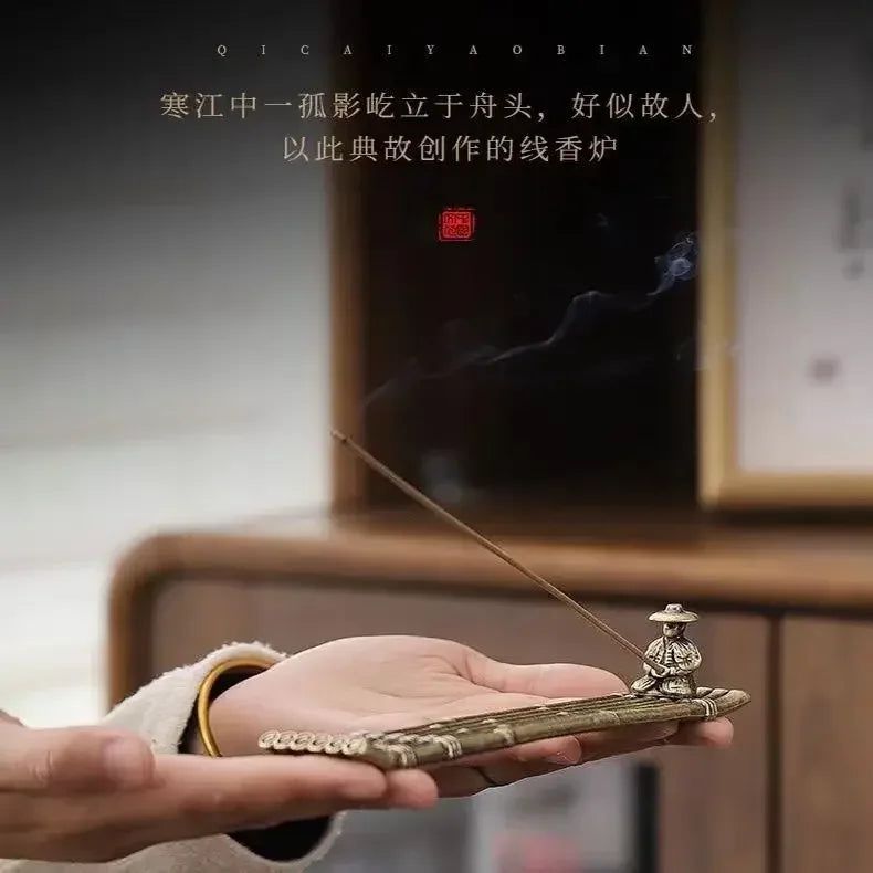 🚣‍♂️ Japanese Style Incense Holder – Old Men Fishing Boat Design | Aromatherapy Stick Burner & Zen Home Decor Ornament | Free Shipping