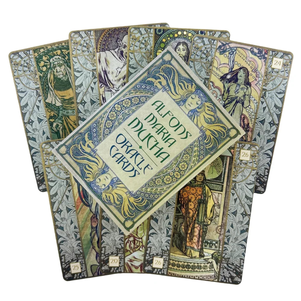 Alfons Maria Mucha Oracle Cards – 36-Card English Edition for Family Gathering Divination and Board Games