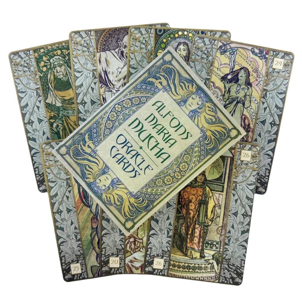 Alfons Maria Mucha Oracle Cards – 36-Card English Edition for Family Gathering Divination and Board Games