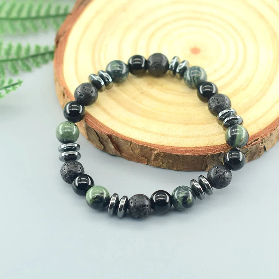 ✨ Natural Sparrow Stone and Black Volcanic Onyx Beads Bracelet – Classic Unisex Jewelry for Capillary Function and Immunity Enhancement