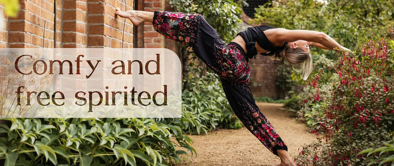 🧘‍♀️ Women’s Yoga Boho Pants – Floral Print Harem Leggings with Pocket, High Waist, Elastic Waistband, and Ankle Straps