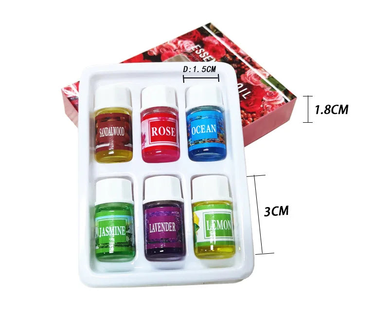 6PCS 3ML Essential Oil for Aromatherapy Diffuser Humidifier Stone Natural Plant Air Freshener Fragrance Lavender Jasmine Perfume