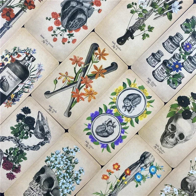 🦴 The Antique Anatomy Tarot Deck – 78 Cards | Vintage Anatomical & Botanical Illustrations | Full-Color English Guidebook Included | Divination, Meditation & Family Board Game | Luxury Foil-Stamped Keepsake Box