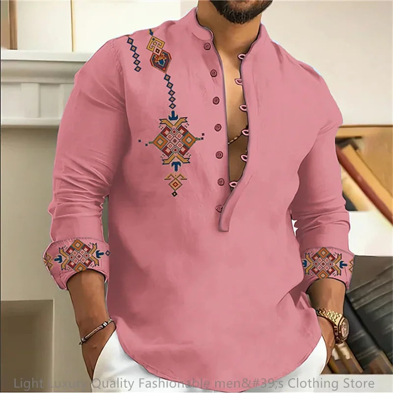 🎨 The Tribal Geometry Edition: Premium Men’s 3D Printed Retro Long-Sleeve Shirt – High-Definition Ethnic Geometric Art, 15 Signature Colorways, Breathable Outdoor Performance Fabric, and Modern Oversized Fit in Sizes XS-6XL