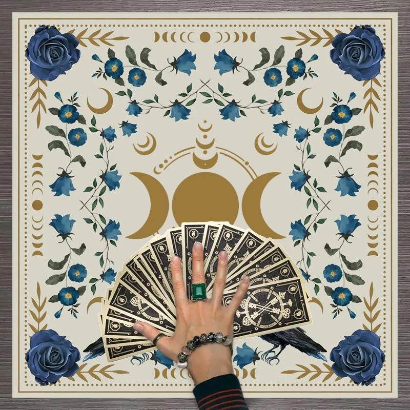 Moon Phase Tarot Card Tablecloth - Gold for Spiritual Readings and Rituals
