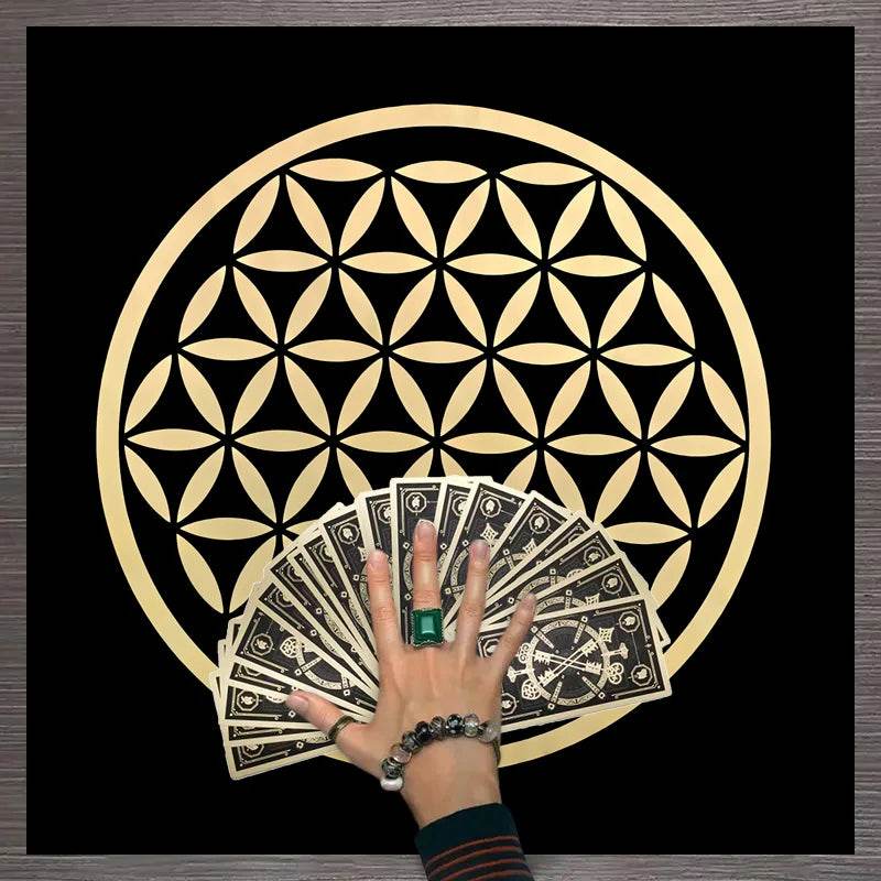 Moon Phase Tarot Card Tablecloth - Gold for Spiritual Readings and Rituals