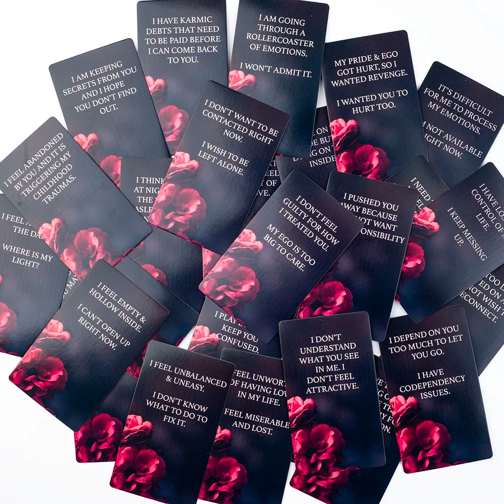 Dark Confession Oracle Cards – 50-Card Twin Flame & Love Keywords Deck with Messages for Psychic Divination and Board Games