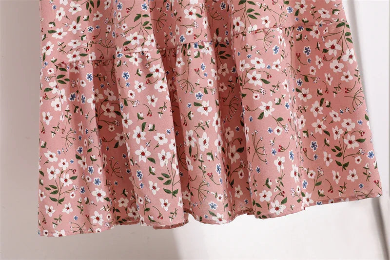 Women’s Bohemian Maxi Dress - Casual Chiffon Dress with Full Sleeves, High Waist, and Floral Print for Spring and Autumn