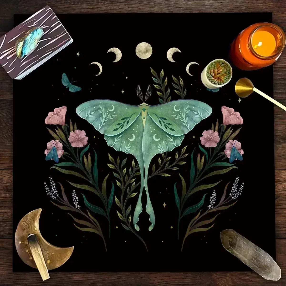 🃏 Mandala Tree of Life Tarot Tablecloth – Sea Velvet Square Butterfly Altar Cloth for Tarot Readings, Terrace Dining & Multi-Purpose Mystic Decor
