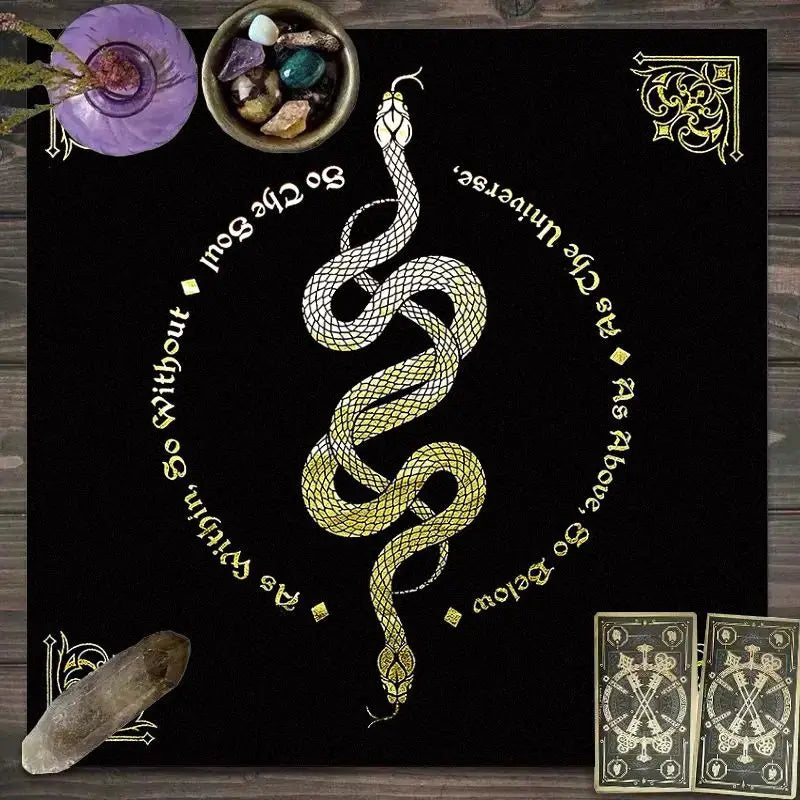 🃏 VIKAMA Astrology Energy Tablecloth – Waterproof Tree of Life & Zodiac Signs Meditation Cloth for Divination, Rituals & Mystic Home Decor YLB-606