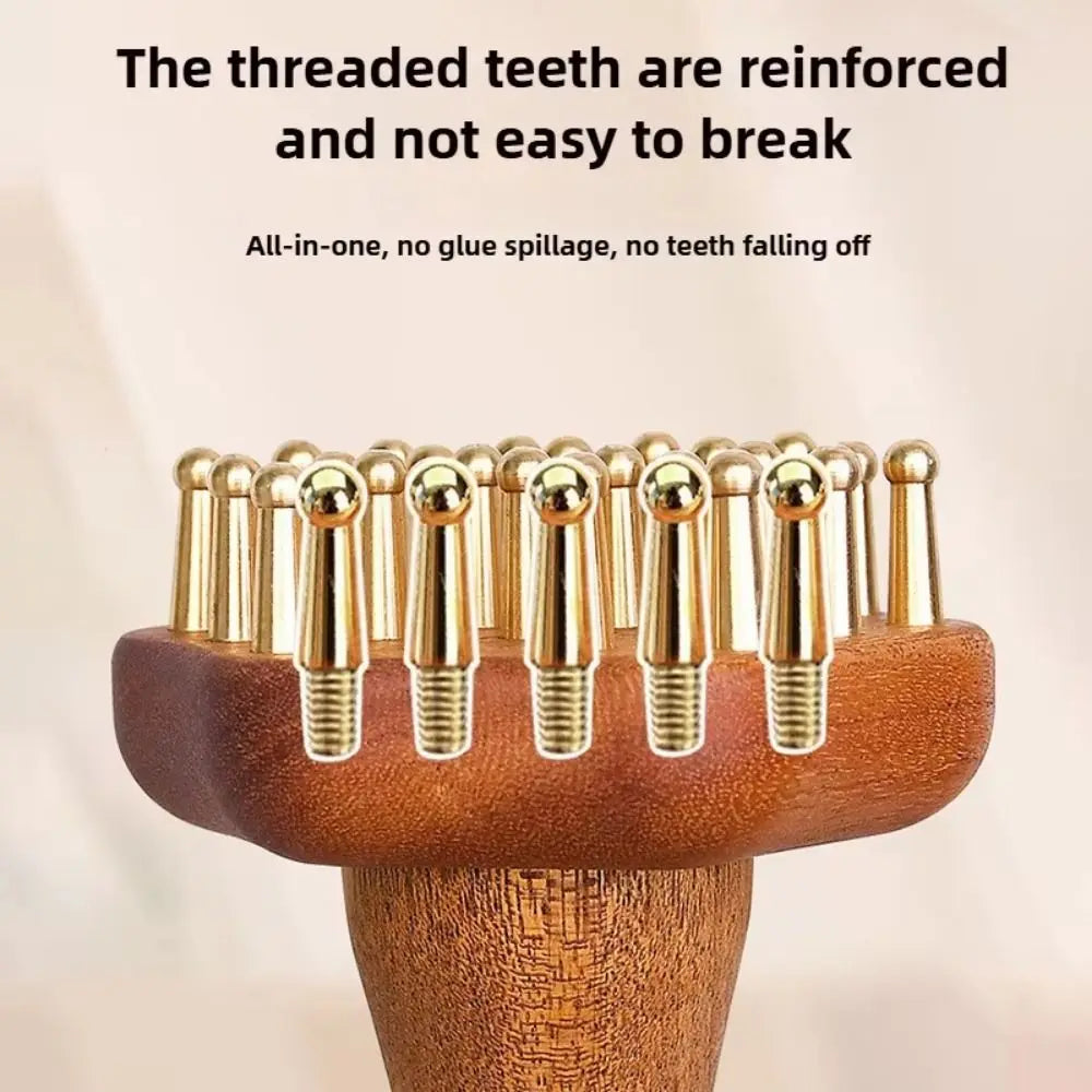 Portable Wood Massage Brush with Copper Head – 24 Teeth Meridian Massager & Body Sculpting Tool﻿