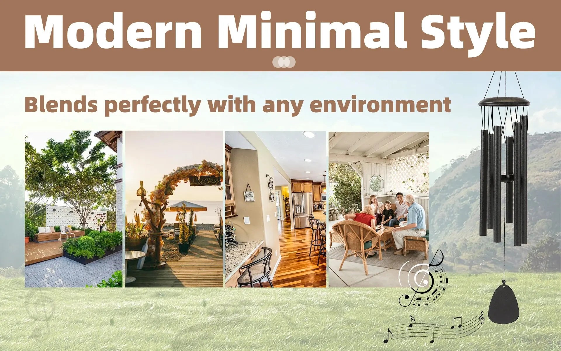 26 Inch Outdoor Wind Chimes – Durable Aluminum Tubes for Relaxing Sounds and Garden/Ambiance Decor