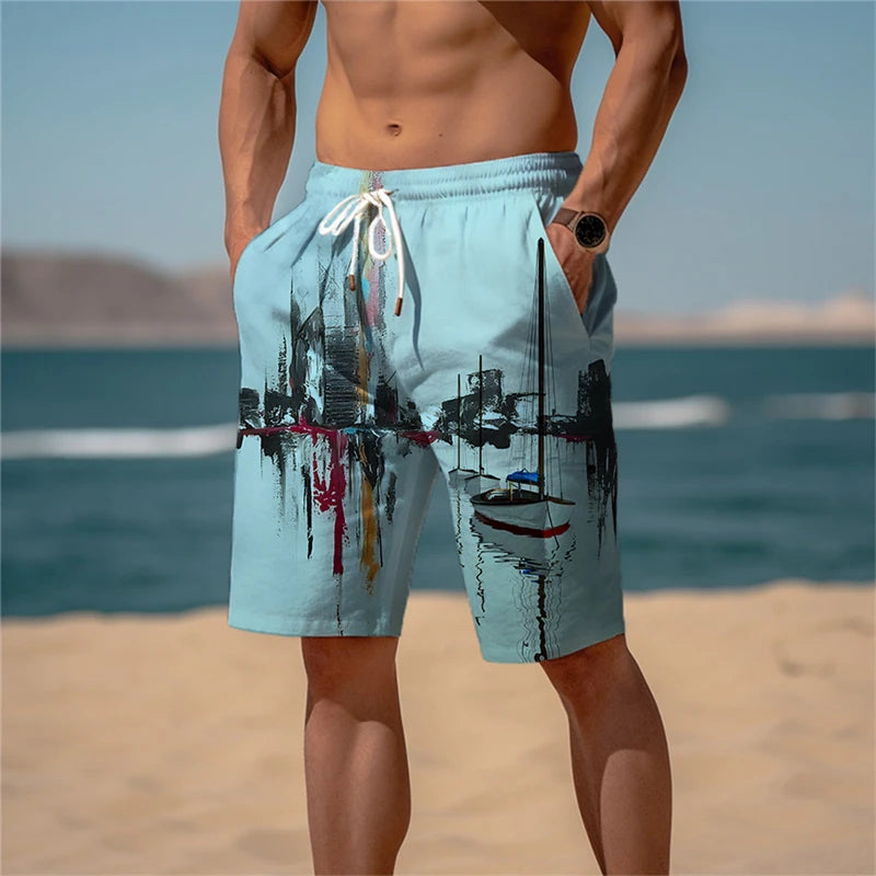 🏁 The Geometric Terry-Luxe Masterpiece: Premium Men's 3D Plaid Graphic Shorts – High-Definition Digital Print, Ultra-Soft Breathable Terry Fabric, and Mid-Rise Elastic Drawstring Waist (Daily & Beach Ready) DK2024TGBA036