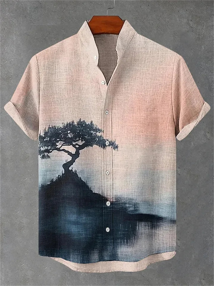 ⚔️ The Neko-Warrior Heritage: Premium Men’s 3D Samurai Cat Linen Shirt – High-Definition Plum Blossom Graphic Print, Breathable Organic Cotton-Linen Blend, and Sophisticated Harajuku-Inspired Summer Button-Down