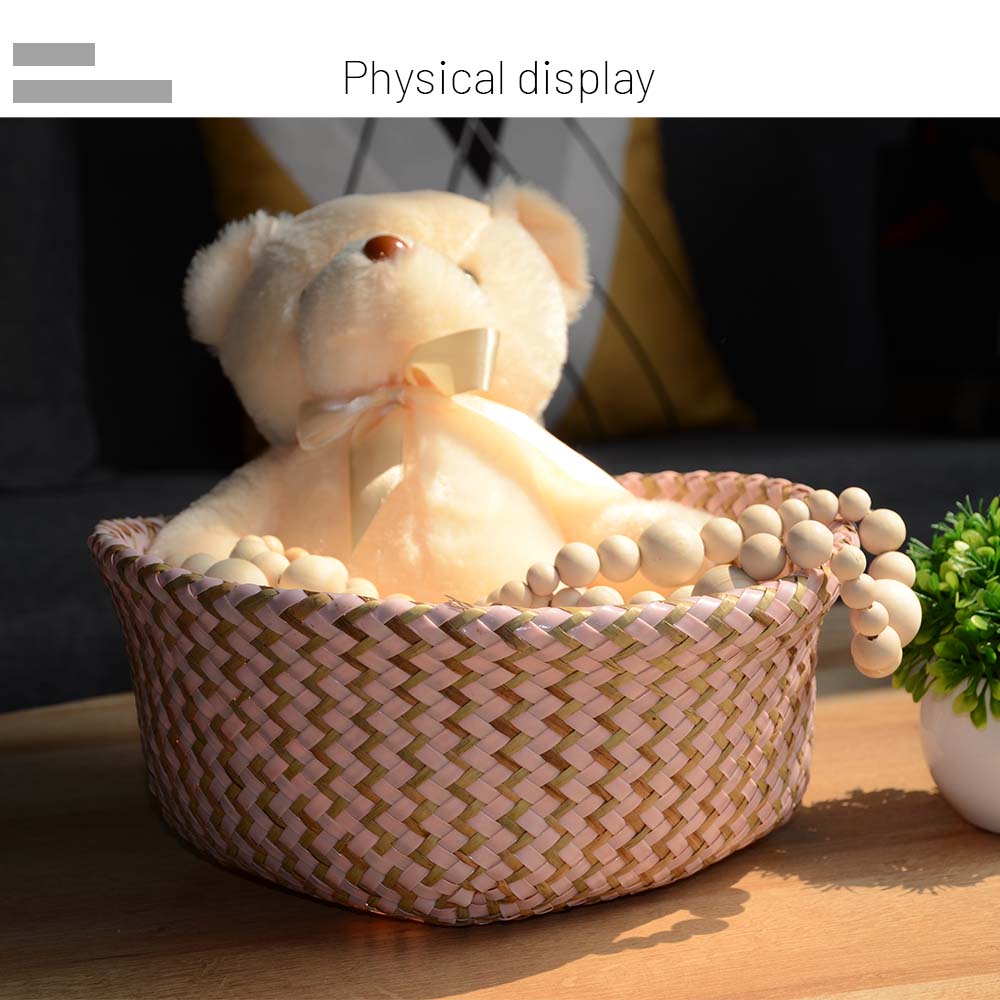 Handmade Boho Striped Wicker Storage Baskets – Collapsible Laundry & Garden Flower Pot Baskets with Patchwork Design