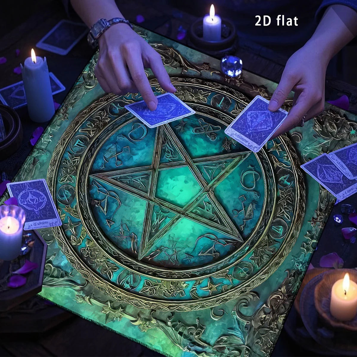 ✨ The Mystic Tides Altar Edition: Premium Gothic Pentagram Tarot Tablecloth – Professional Grade Divination Mat, Mystical Blue-Green Ombre Palette, and Reinforced Pagan Witchcraft Ritual Cloth
