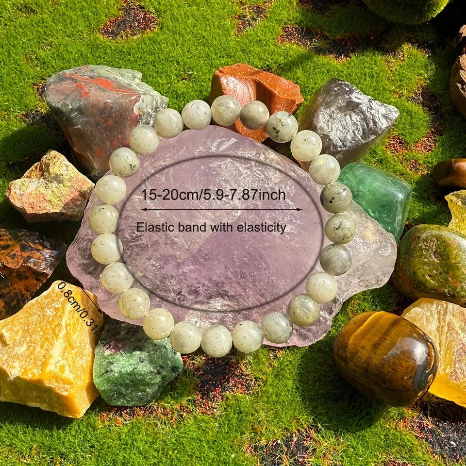 🌑 Mystic Gray Moonstone Bracelet: "Rainbow Light" Edition for Wisdom & Power (Natural Stone)