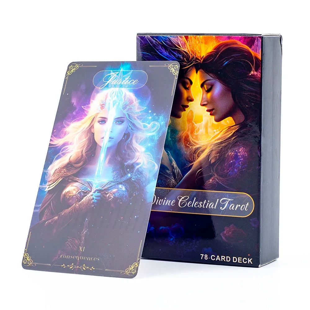 Divine Celestial Tarot Cards Deck - 78 Cards for Fortune Telling, Divination, and Classmate Gatherings (10.4x6.1CM) TK28K