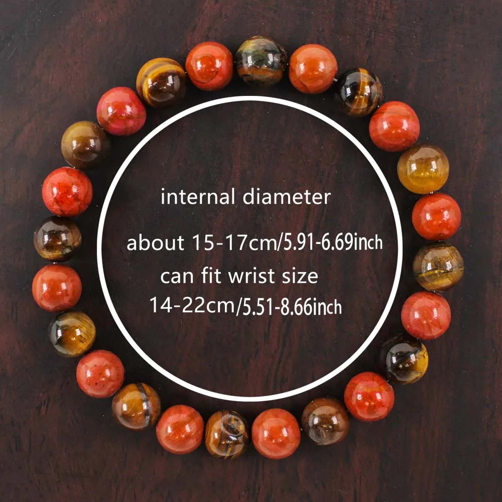 🐅 Elegant Natural Stone Tiger’s Eye Bracelet – Women’s Round Red Bead Jewelry | Perfect Christmas Gift & Stylish Pulseras Mujer